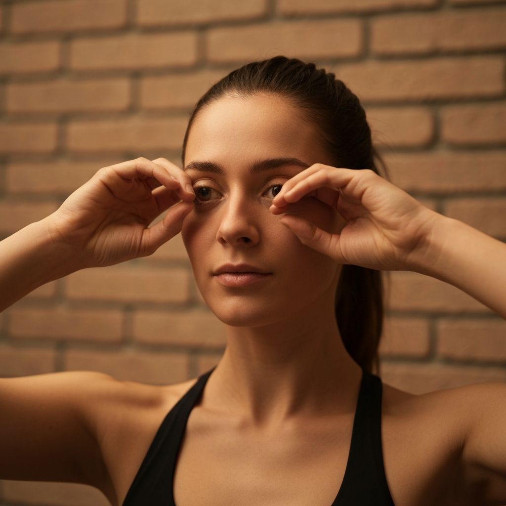 Personne effectuant un exercice de mouvements oculaires circulaires avec concentration